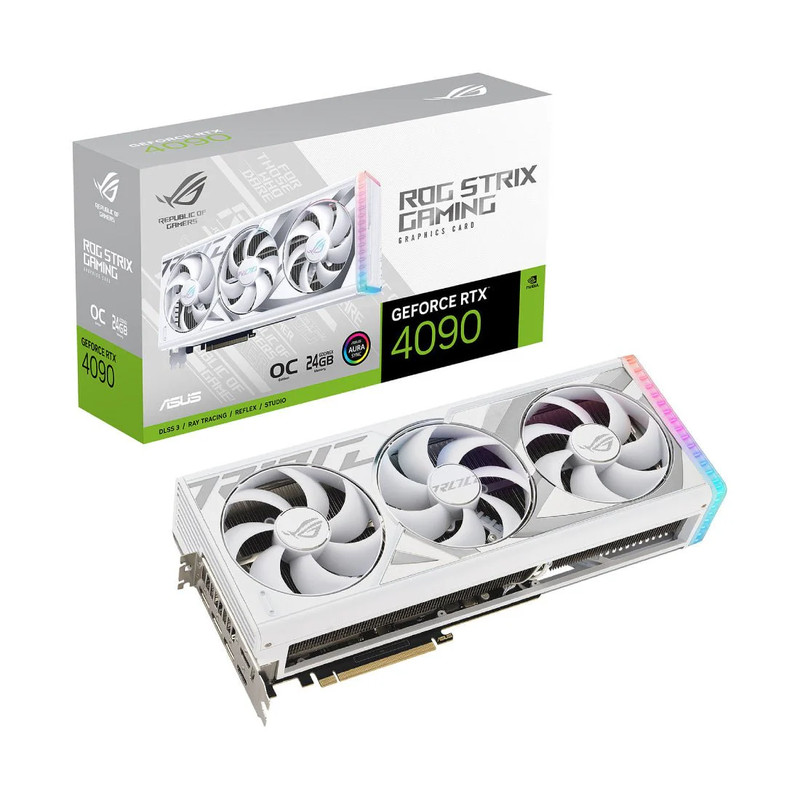 Asus ROG Strix GeForce RTX 4090 OC 24GB GDDR6X Graphics Card - White Edition - كرت الشاشة
